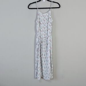 Another Story Floral Spaghetti Strap Multi Pleated Maxi Dress XS Boho Self Tie